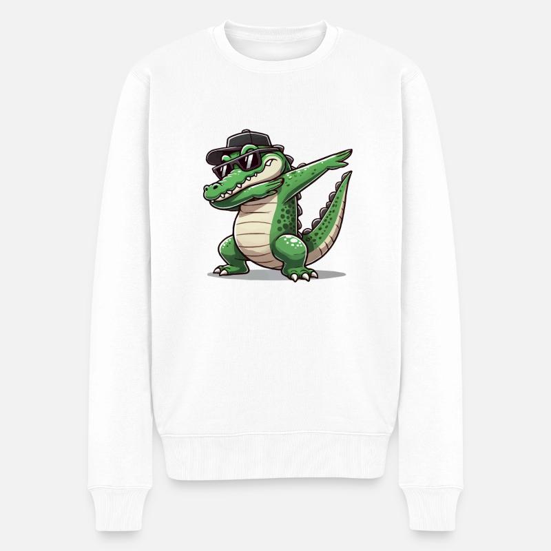 crocodile bande dessinée dabbing - Pull Premium bio Homme - blanc