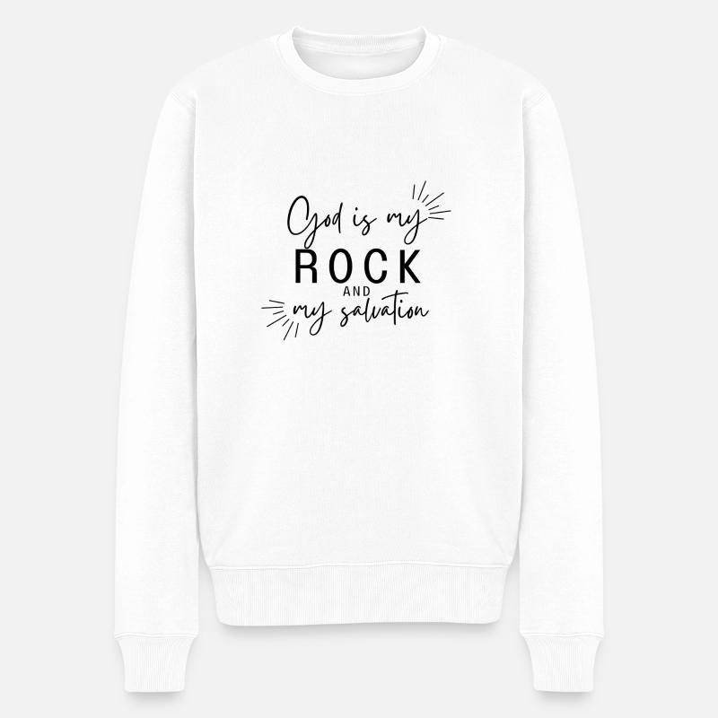 Dieu est mon rocher - Pull Premium bio Homme - blanc