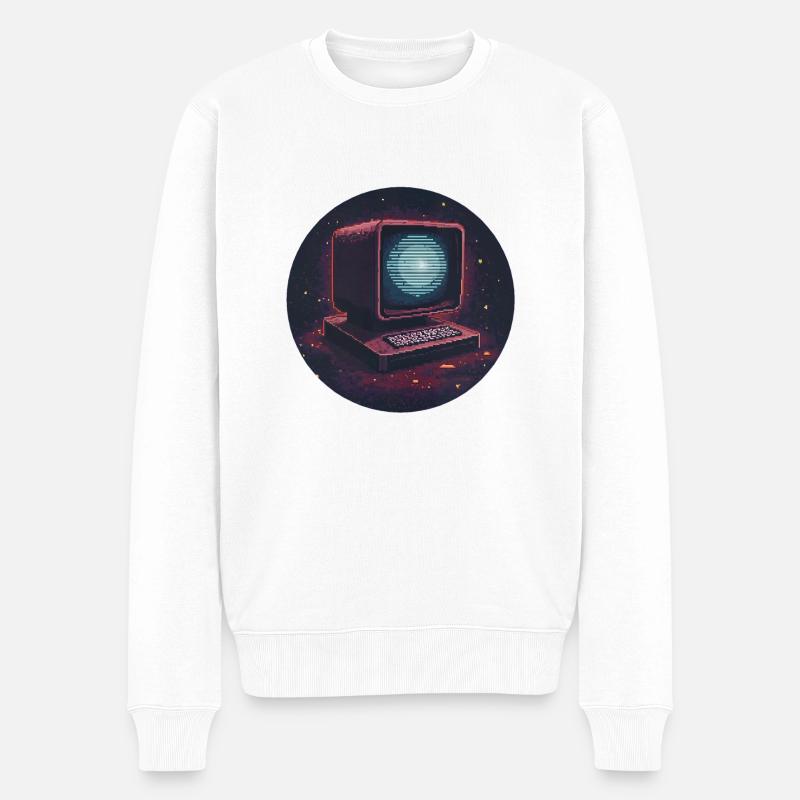 Pixel-Computer - Männer Premium Bio Pullover - Weiß