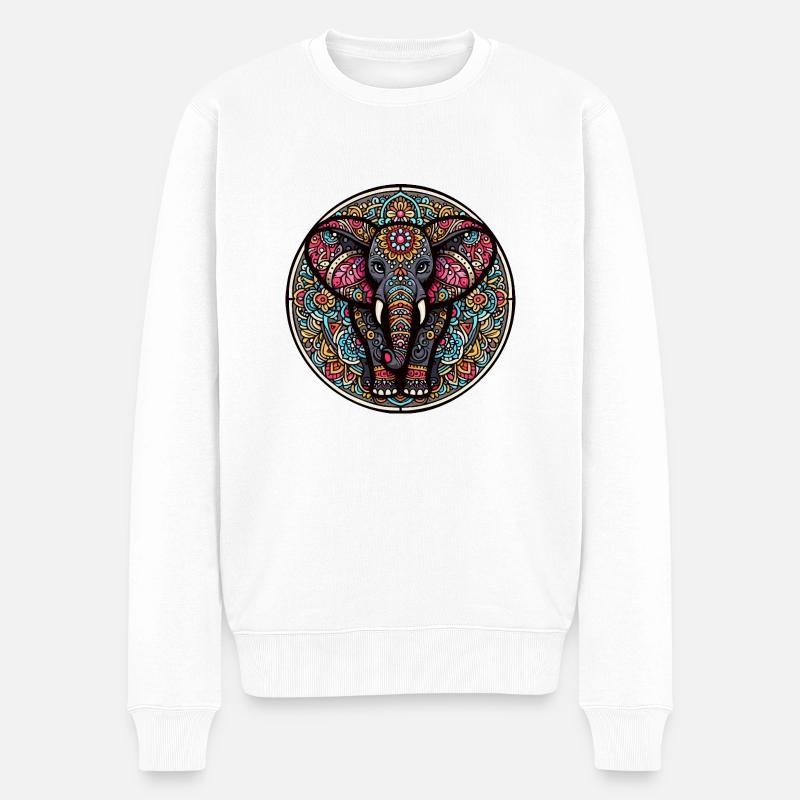 Indischer Mantra-Elefant - Männer Premium Bio Pullover - Weiß