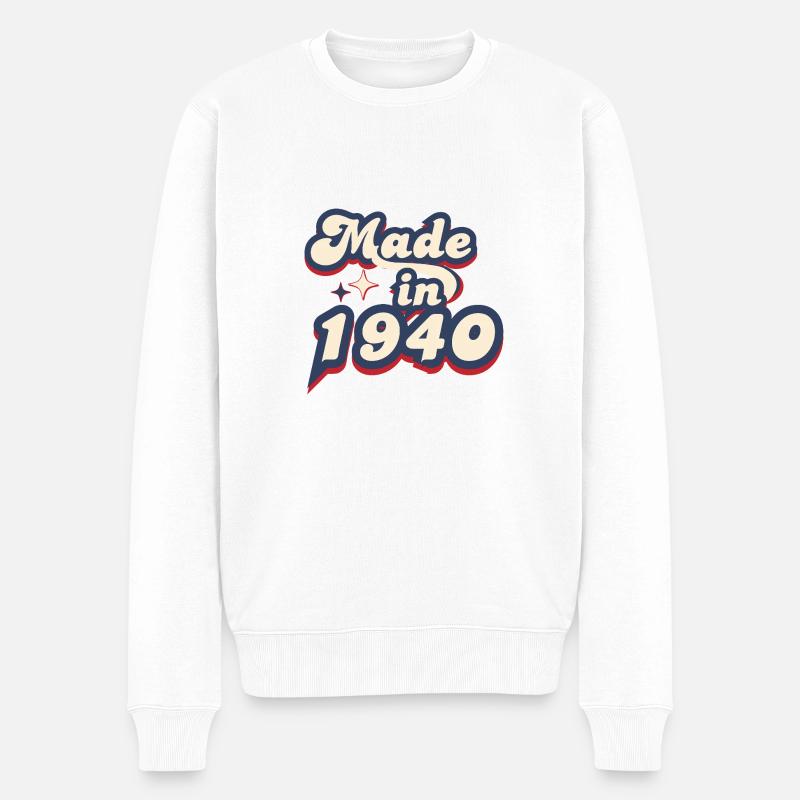 Made in 1940 retro - Pull Premium bio Homme - blanc