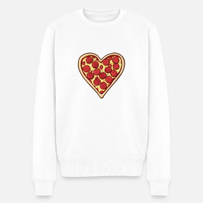 Pizza Herz Valentinstag Geschenk - Männer Premium Bio Pullover - Weiß