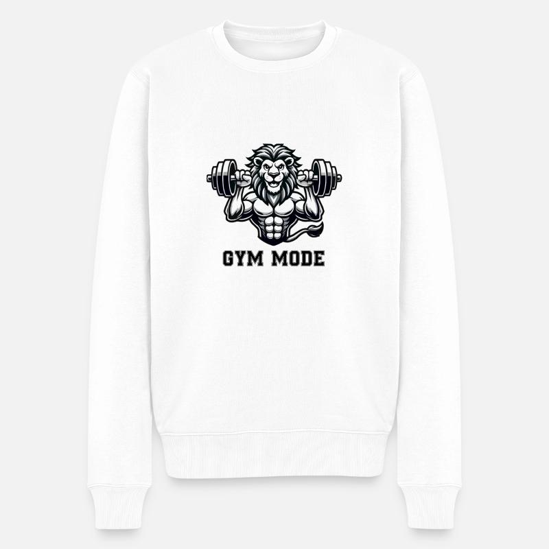 löwe bodybuilder tier - Männer Premium Bio Pullover - Weiß