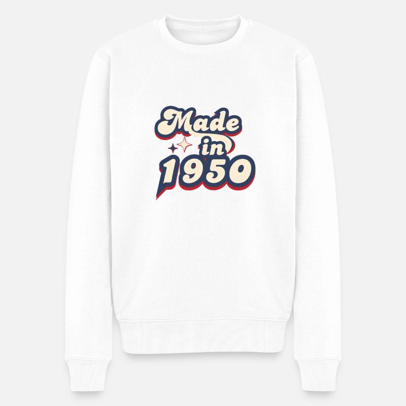 Hergestellt im 1950 Retro - Männer Premium Bio Pullover - Weiß