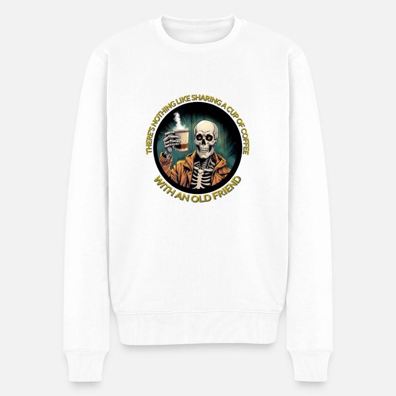 Kaffee mit Freunden - Männer Premium Bio Pullover - Weiß