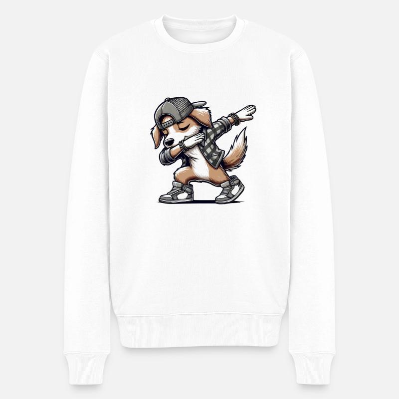 hund dabbing comic - Männer Premium Bio Pullover - Weiß