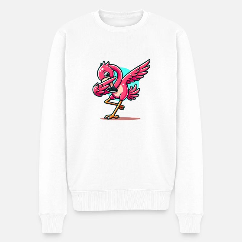 flamingo comic - Männer Premium Bio Pullover - Weiß
