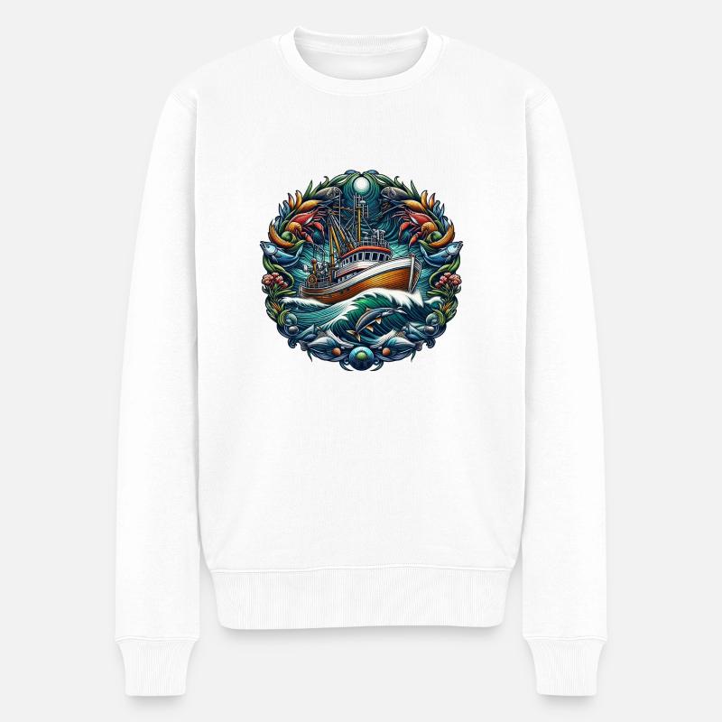 Fischkutter - Männer Premium Bio Pullover - Weiß