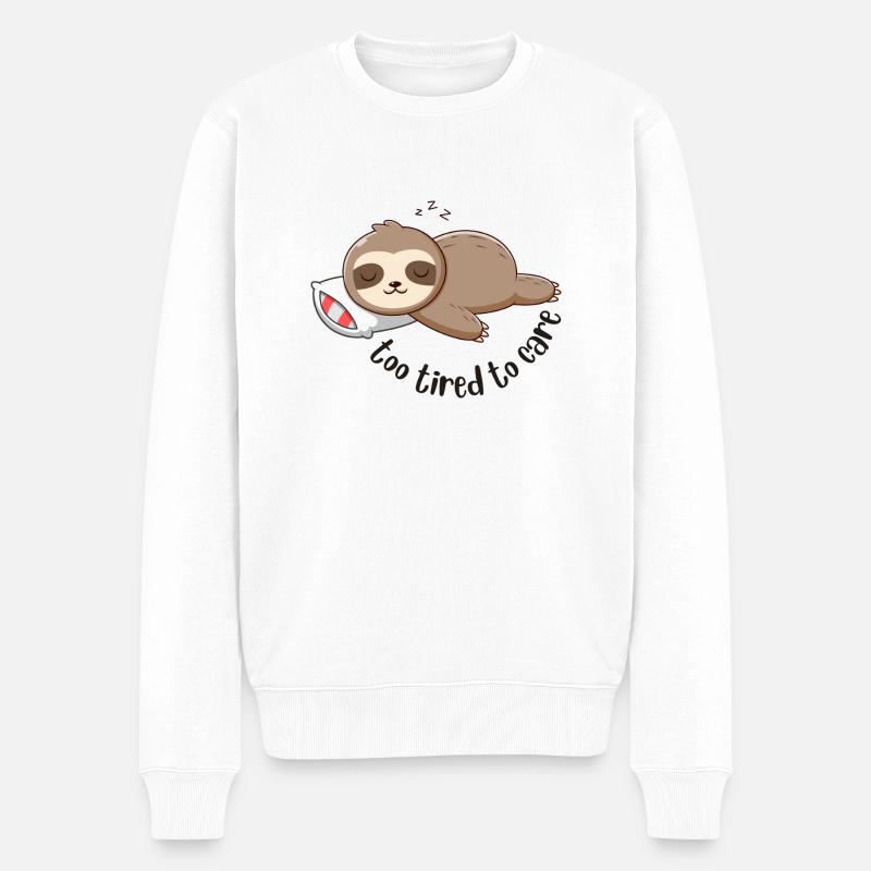 Too Tired To Care - Männer Premium Bio Pullover - Weiß