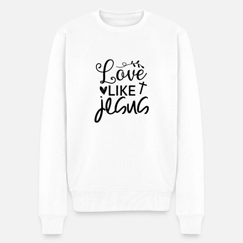 Liebe wie Jesus - Männer Premium Bio Pullover - Weiß