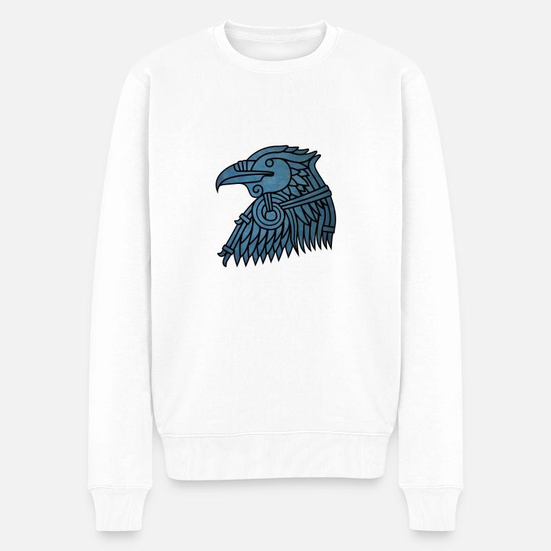 Nordischer Rabenkopf - Männer Premium Bio Pullover - Weiß