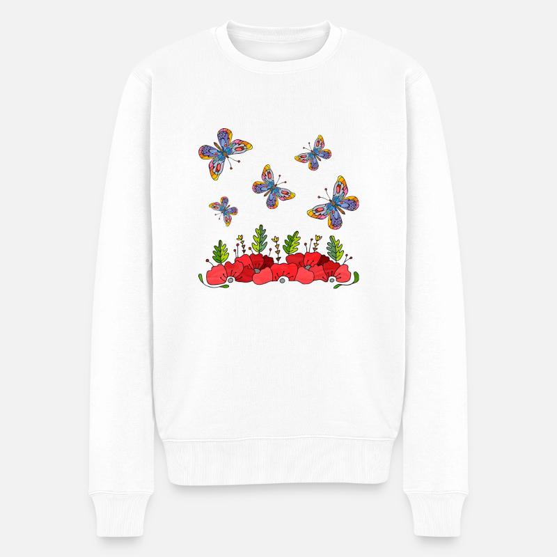 Schmetterlinge - Männer Premium Bio Pullover - Weiß
