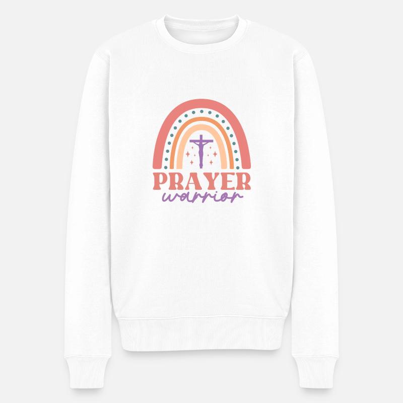 Prayer Warior - Männer Premium Bio Pullover - Weiß