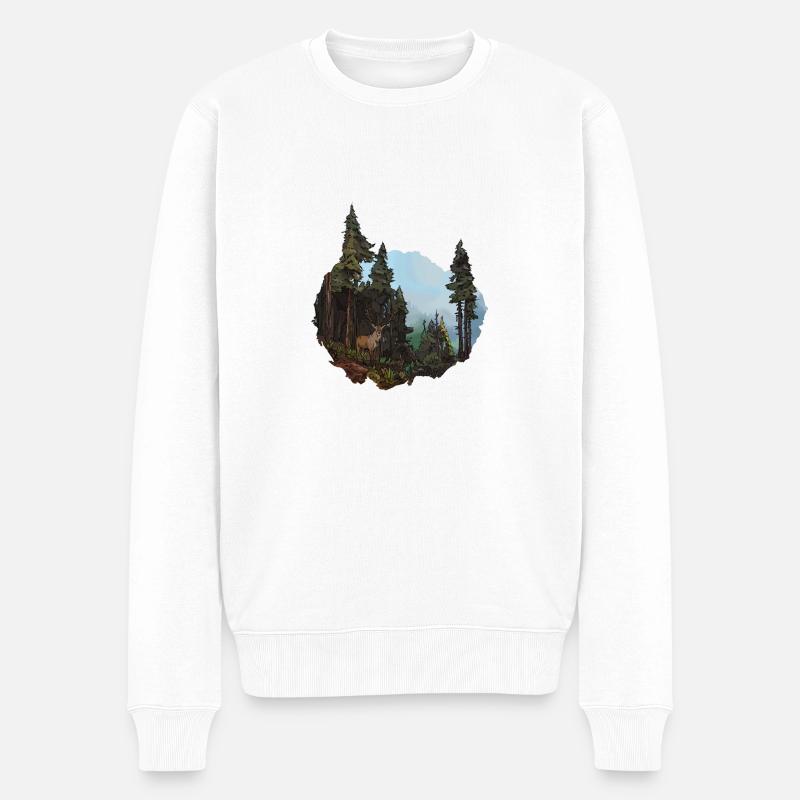 Das Reh und der Schwarzwald - Männer Premium Bio Pullover - Weiß