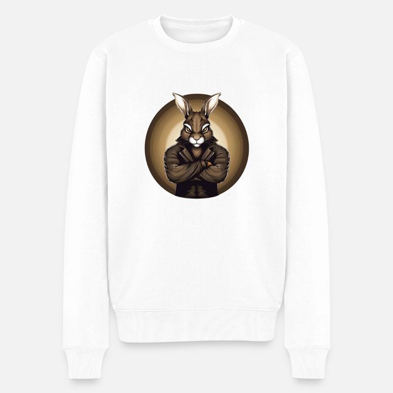 Gangster-Osterhase - Männer Premium Bio Pullover - Weiß