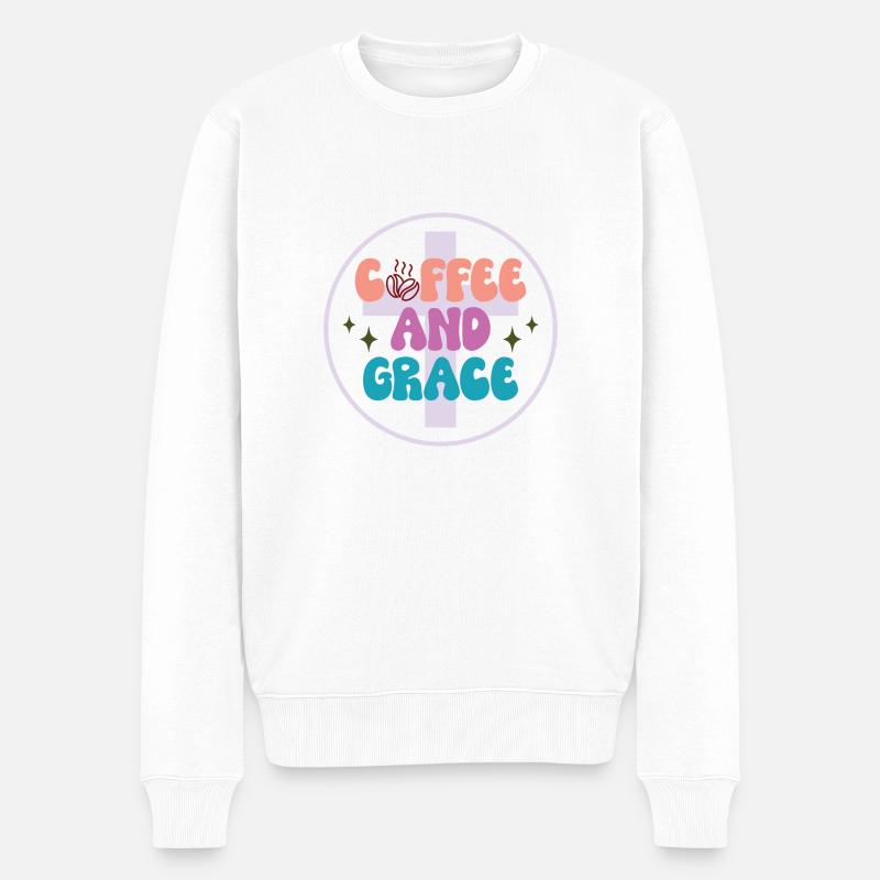 Café et grâce - Pull Premium bio Homme - blanc