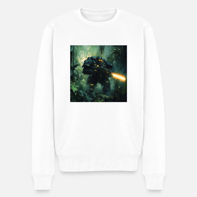 Sci Fi Krieger3 - Männer Premium Bio Pullover - Weiß