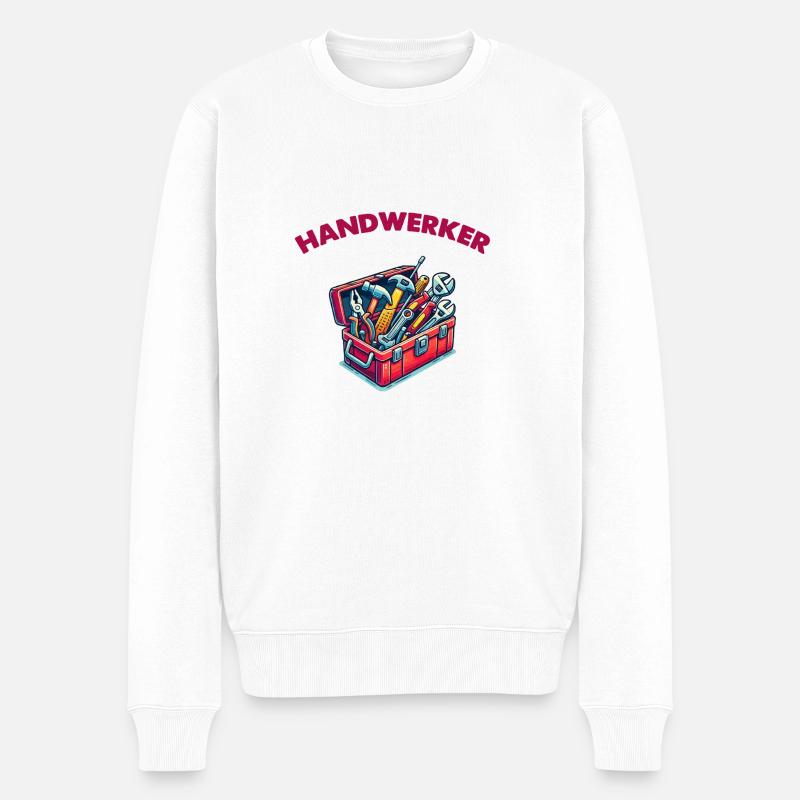 Werkzeugkasten Handwerker - Männer Premium Bio Pullover - Weiß