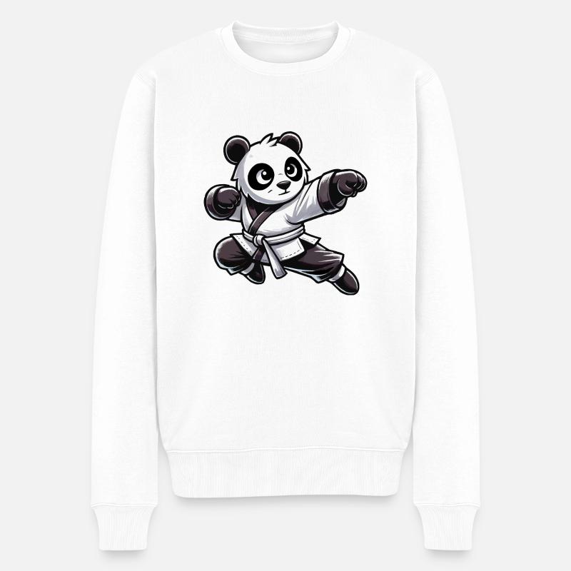 panda karate comic - Männer Premium Bio Pullover - Weiß