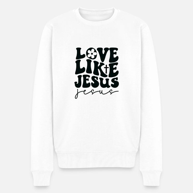 love like jesus - Männer Premium Bio Pullover - Weiß