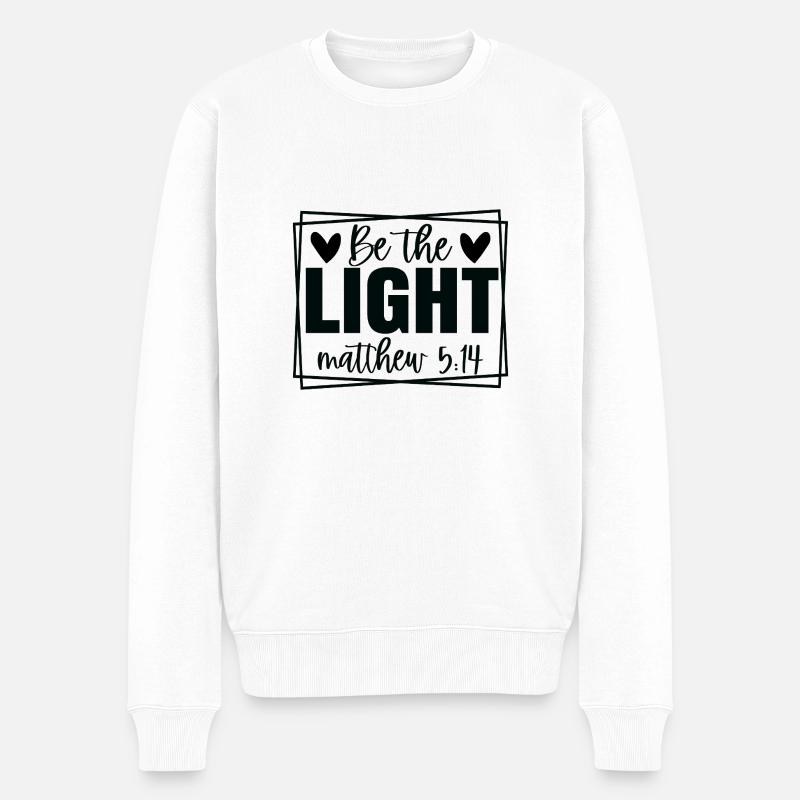 Sei das Licht - Männer Premium Bio Pullover - Weiß