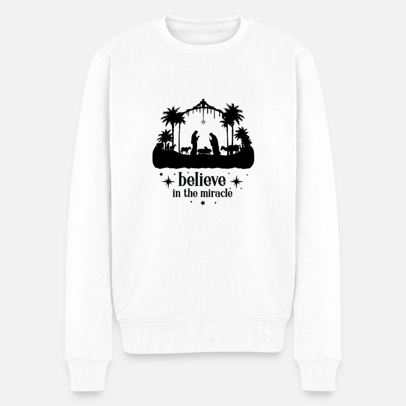 Glaube an ein Wunder - Männer Premium Bio Pullover - Weiß