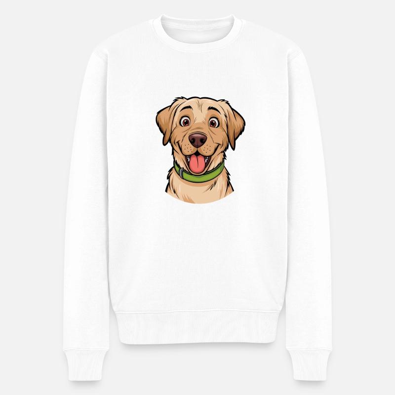 Labrador Portrait - Männer Premium Bio Pullover - Weiß