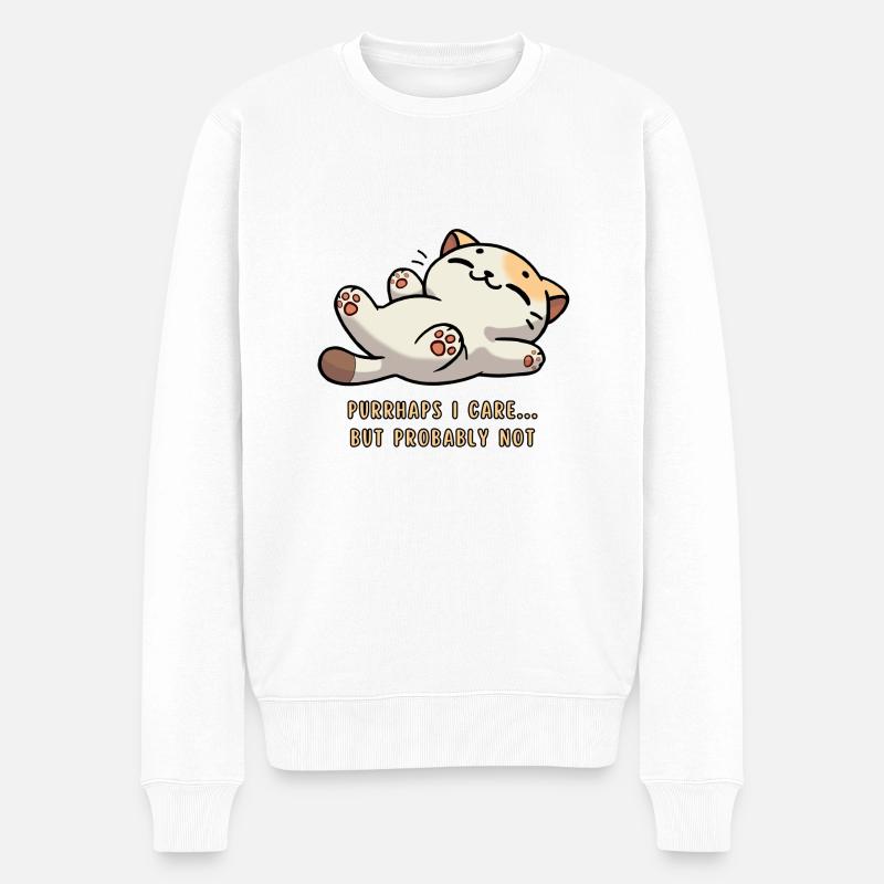 Niedliche Katze Purrhaps I care...but probably not - Männer Premium Bio Pullover - Weiß