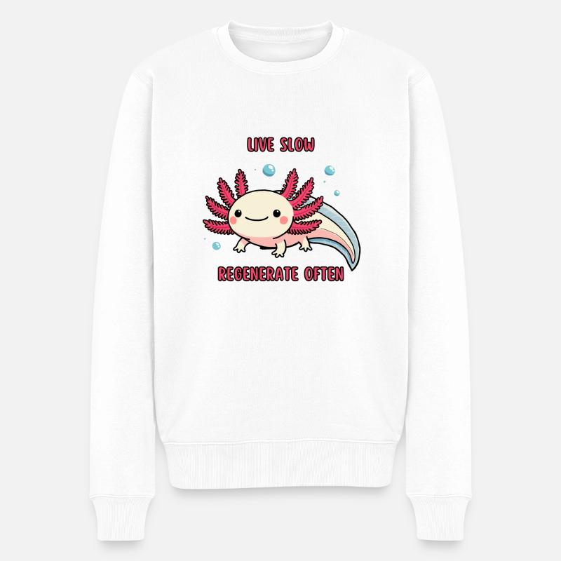 Axolotl - Meister der Regeneration - Männer Premium Bio Pullover - Weiß