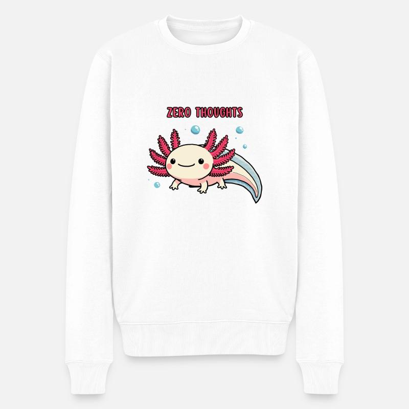 Axolotl - Zero thoughts - Männer Premium Bio Pullover - Weiß
