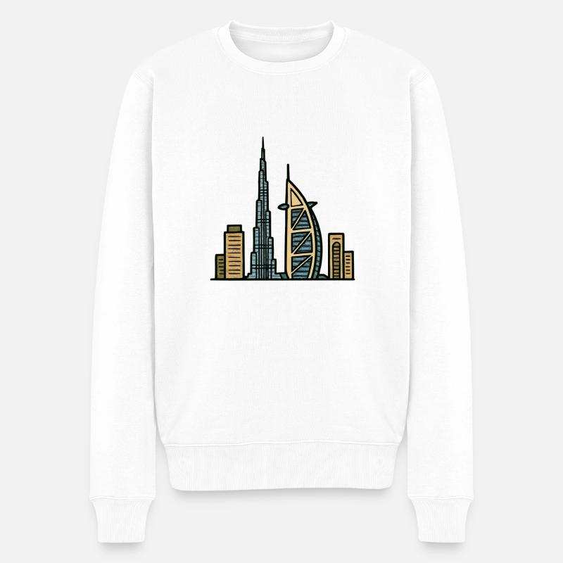 dubai skyline - Männer Premium Bio Pullover - Weiß