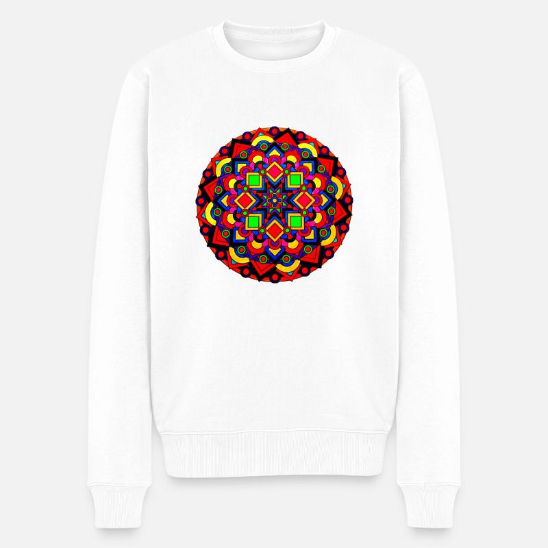 Mandala - Männer Premium Bio Pullover - Weiß