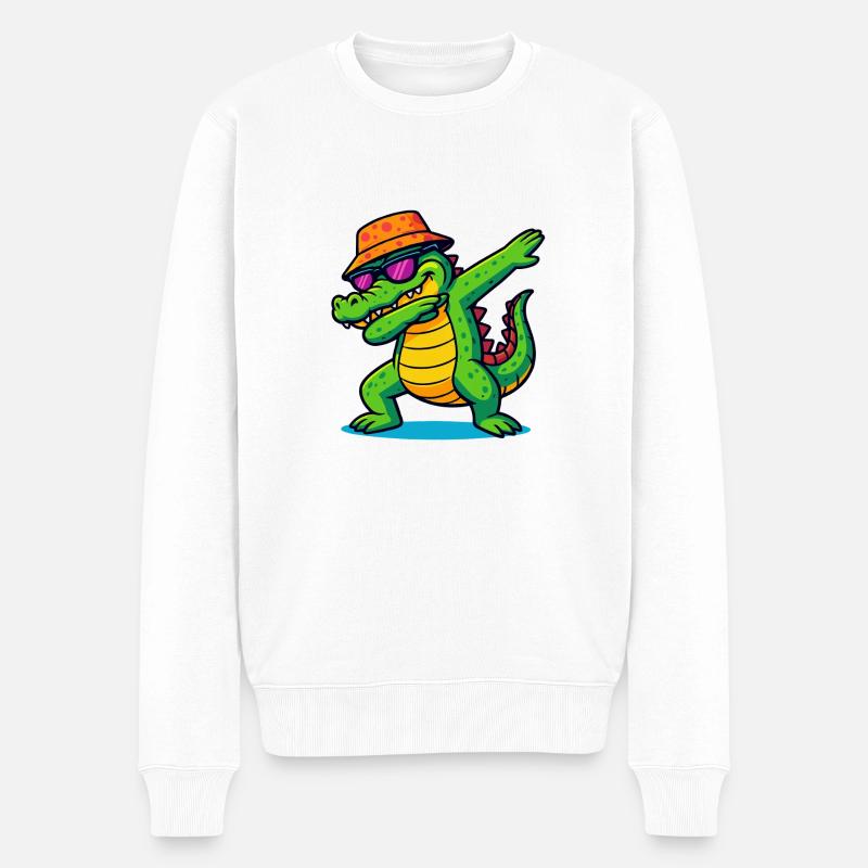 Tamponnage de crocodile - Pull Premium bio Homme - blanc