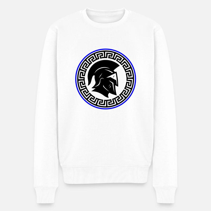 Spartaner Helm Symbol - Männer Premium Bio Pullover - Weiß