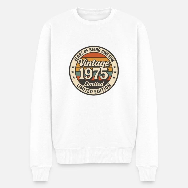 Geboren 1975 50.Geburtstag Limited Edition - Männer Premium Bio Pullover - Weiß