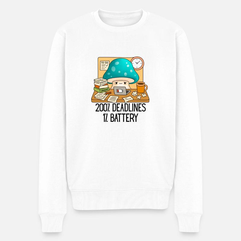komisch arbeit büro terminstress - Männer Premium Bio Pullover - Weiß