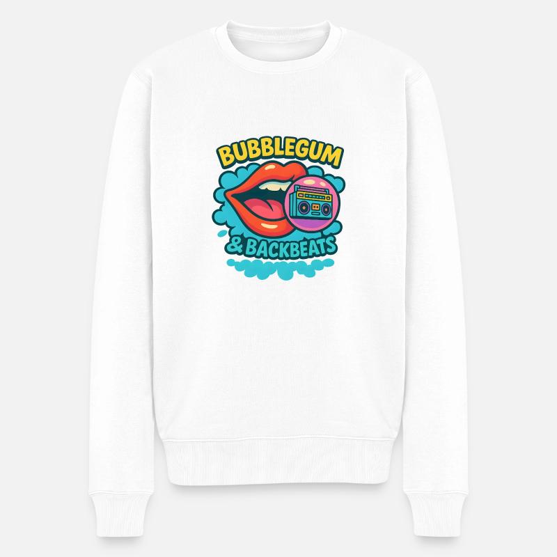 Bubblegum et backbeats - Pull Premium bio Homme - blanc