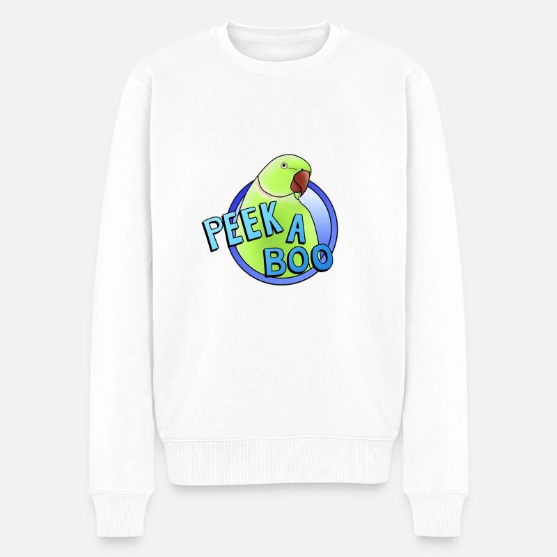 perruche à collier vert « Peek-a-boo » - Pull Premium bio Homme - blanc
