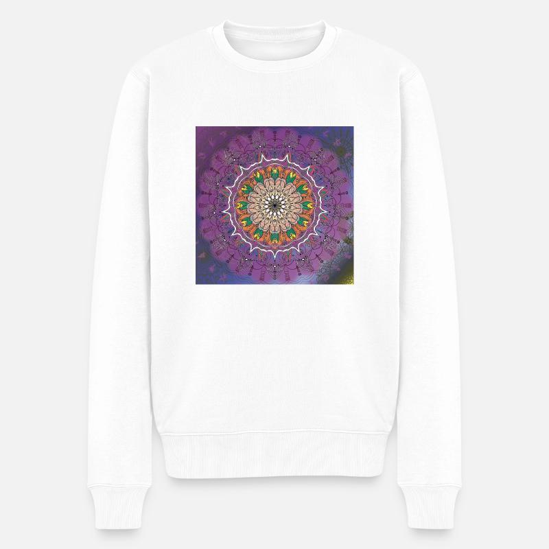 Mandala - Männer Premium Bio Pullover - Weiß