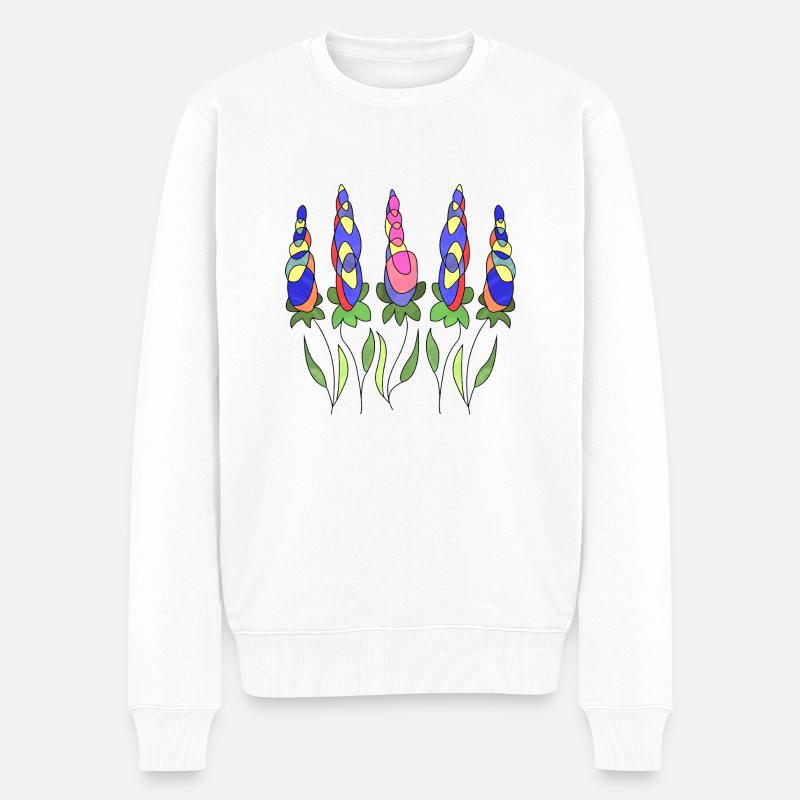 Blumen - Männer Premium Bio Pullover - Weiß