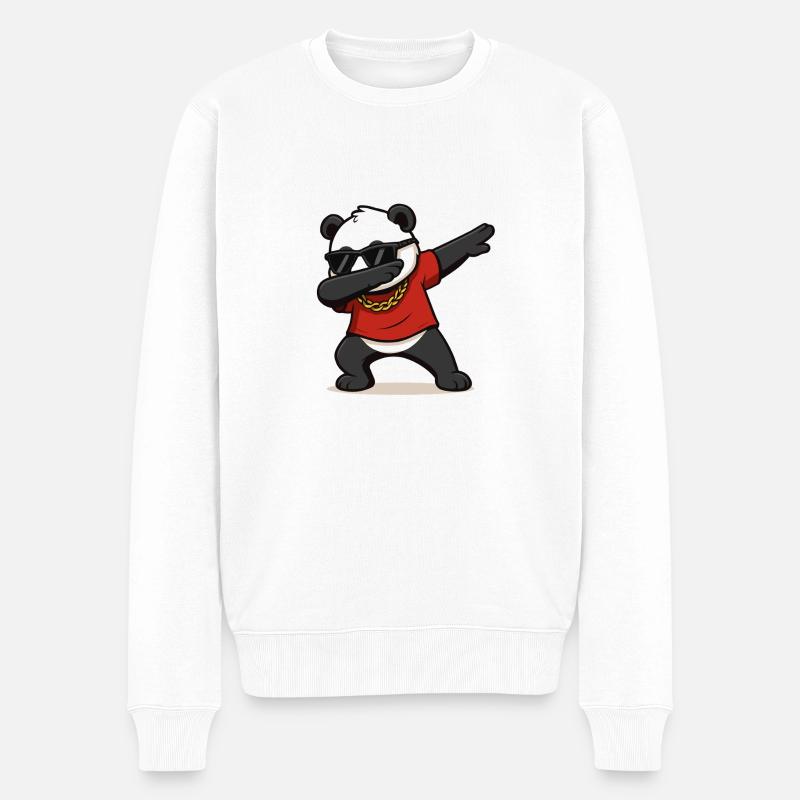 Bande dessinée Panda Dabbing - Pull Premium bio Homme - blanc