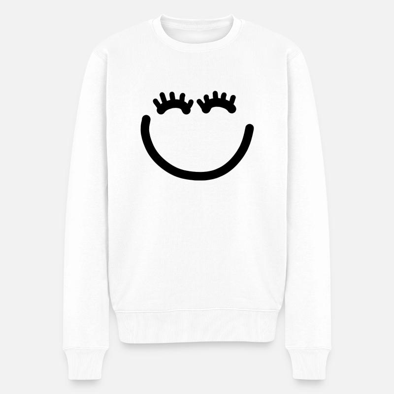 Visage heureux avec des cils - Pull Premium bio Homme - blanc
