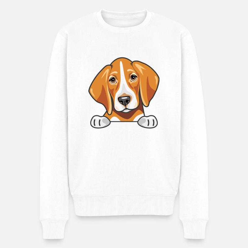 Coup d’œil mignon foxhound triste - Pull Premium bio Homme - blanc