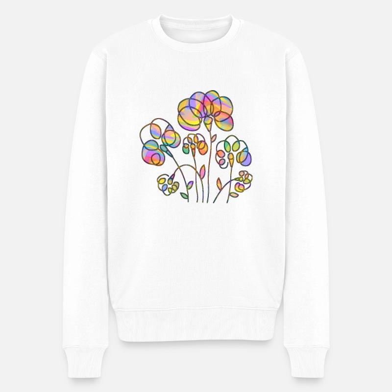 Blumen - Männer Premium Bio Pullover - Weiß