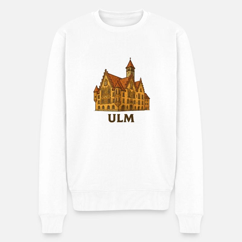 Ulmer Rathaus - Männer Premium Bio Pullover - Weiß