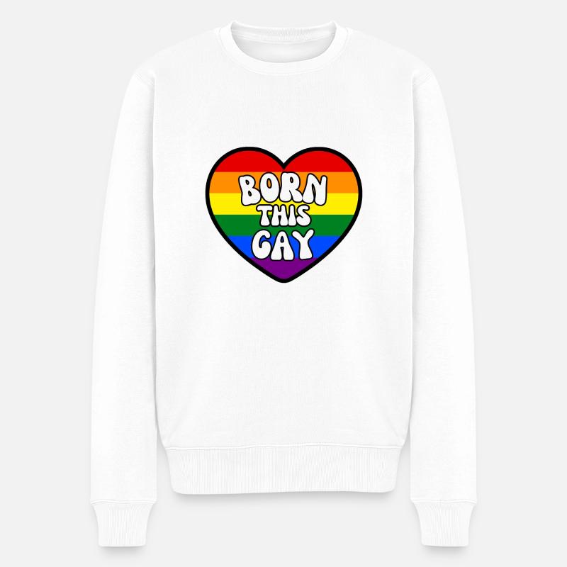 born this gay - Männer Premium Bio Pullover - Weiß