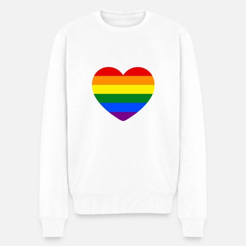 Coeur arc-en-ciel - Pull Premium bio Homme - blanc