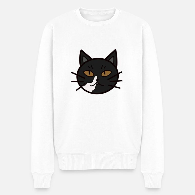 Mao die Katze - Männer Premium Bio Pullover - Weiß