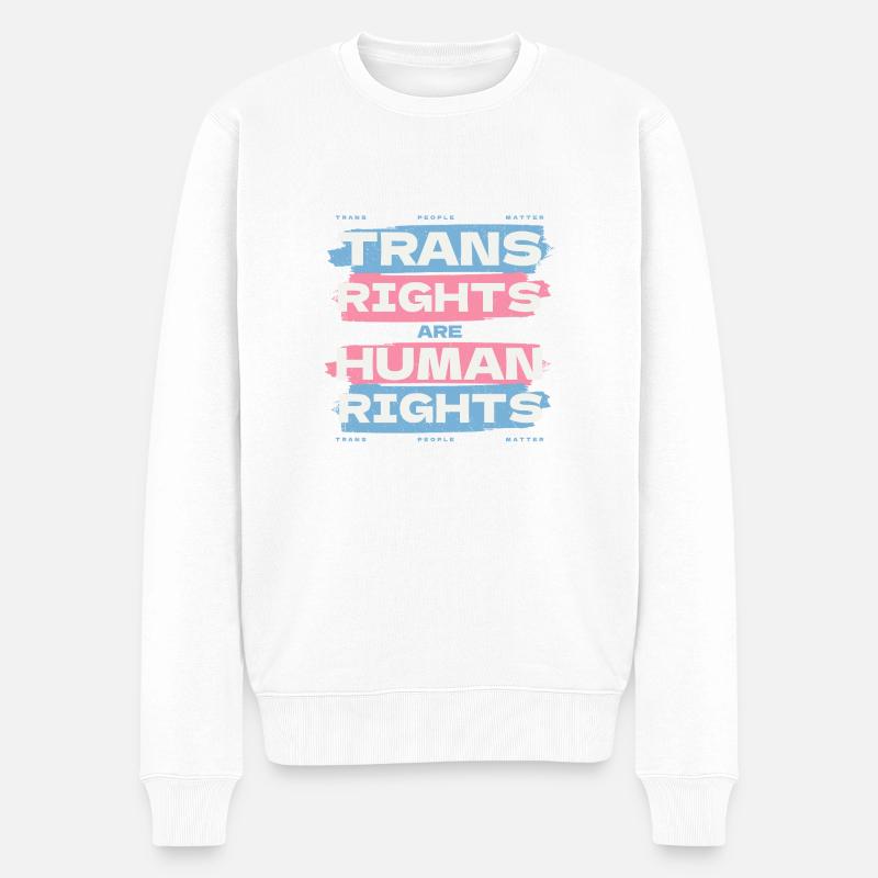 Trans Rights are Human Rights - Männer Premium Bio Pullover - Weiß