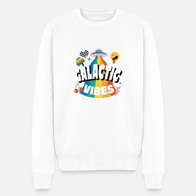 Vibrations galactiques - Pull Premium bio Homme - blanc